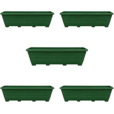 Imagem de Kit 5 Floreiras Grandes 80cm Jardim Plástico Verde - Goyama