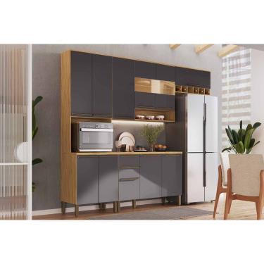 Imagem de Cozinha Modulada Ronipa 4 Peças Nápoli Prime C4P237 Amendoa/Chumbo