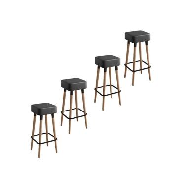 Imagem de Kit 4 Banquetas Altas Estofadas Manila 70Cm Preto - Adz