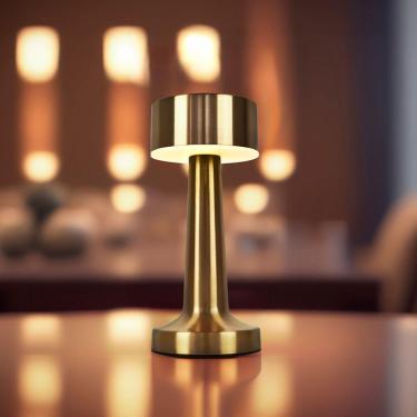 Imagem de Luminária Abajur Mesa Led Jimp Dimerizável S/ Fio Recarregável Taschibra Ouro