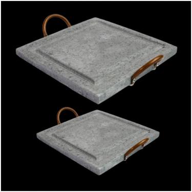 Imagem de Kit Grelhas Para Carnes Servir Porção Pedra Sabão P E G