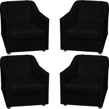 Imagem de Kit 4 Poltronas Decorativa Para Sala Recepção Manicure Barbearia Escri
