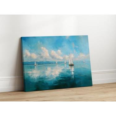 Imagem de Quadros Decorativos para Sala Quarto Paisagem Mar Azul 40x60 Linha Pre