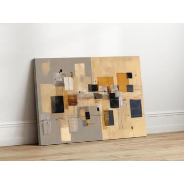 Imagem de Quadros Decorativos para Sala Quarto Abstrato Geometrico 90x60 Linha P