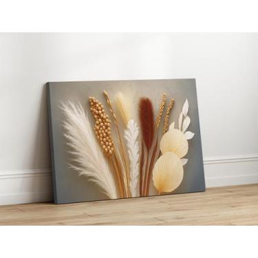 Imagem de Quadros Decorativos para Sala Quarto Folhas Secas Elegante 90x60 Linha