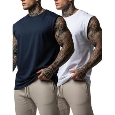 Imagem de Kit 2 Regata Oversized Machão Streetwear Básica Lisa Casual - Camisa O