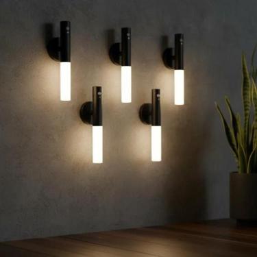 Imagem de Kit 5 Luminárias de Parede USB Iluminação Inteligente Lanternas Emergê