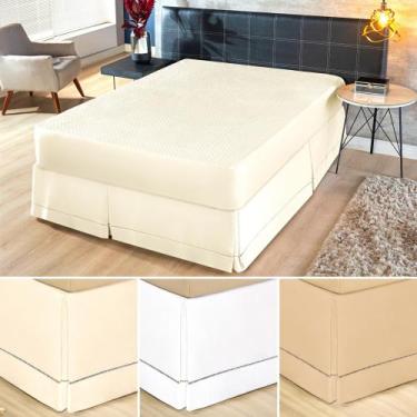 Imagem de Saia box para cama Casal queen algodao ponto palito 180 Fios veste fác