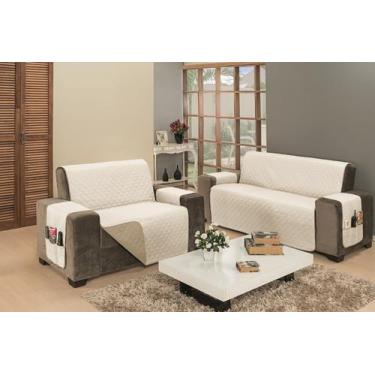 Imagem de Protetor capa avulsa para sofa de 2 lugares em dupla face com tecido i