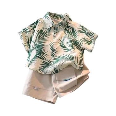 Imagem de Camisa De Verão Para Meninos Com Manga Curta, Top Floral De Praia, Con