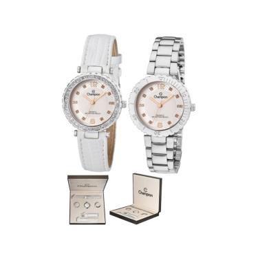Imagem de Kit Relógio Champion Feminino 2 Pulseiras 5 Atm Cn29203q