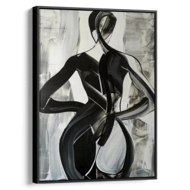 Imagem de Quadro Abstrato Preto e Branco - Dança das Silhuetas Fluídas - Mioquad
