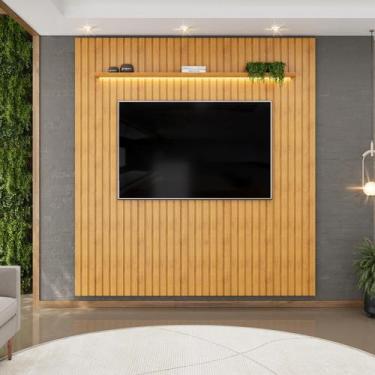 Imagem de Painel para TV até 75 Polegadas Ripado com LED DJ Móveis Trento 223 Ce
