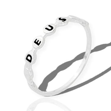 Imagem de Anel Prata Legitima Original Escrito Deus Delicado - Lojas La&Ny Prata