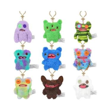 Imagem de Chaveiro De Pelúcia Engraçado Monstro Dentuço Feio Olhos Grandes Estra