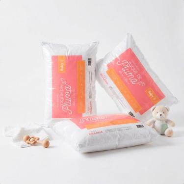 Imagem de Travesseiro para Berço 40x30 cm Pluma de Ganso Sintética Conforto Segu