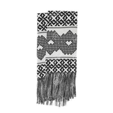 Imagem de Manta Rústica para Sofá Celta Preto e Branco