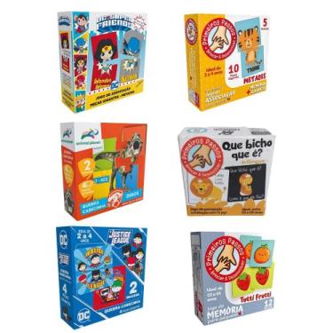 Imagem de COMP Kit 6 Jogos Educativos 2+ Anos: Associação, Memória e Quebra-Cabe