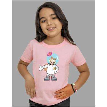 Imagem de Camiseta Infantil Sandy Bochechas Camisa Bob Esponja, Rosa, Claro, 06