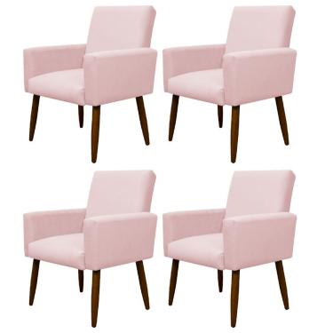 Imagem de Kit 4 Poltronas Nina Suede Rosa Bebê Herrero