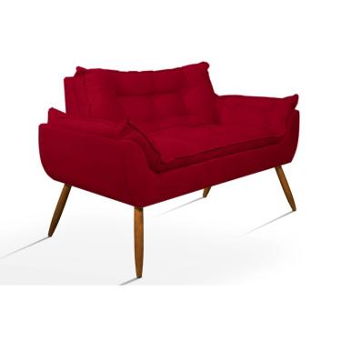 Imagem de Poltrona Namoradeira Luxo Sala Quarto Suede Fibra Siliconada Vermelho Balaqui Decor