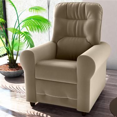 Imagem de Poltrona Reclinável Lima Para Descanso Veludo Cappuccino Mais de Casa