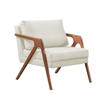 Imagem de Poltrona Mona Luxo Decorativa Madeira Maciça Tecido Linho Cor Linho Cru Bella Design