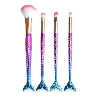 Imagem de Kit 4 Pincel de maquiagem Formato de Cauda de Sereia - Unity Makeup