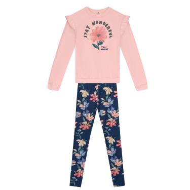 Imagem de Conjunto infantil menina floral com glitter Brandili