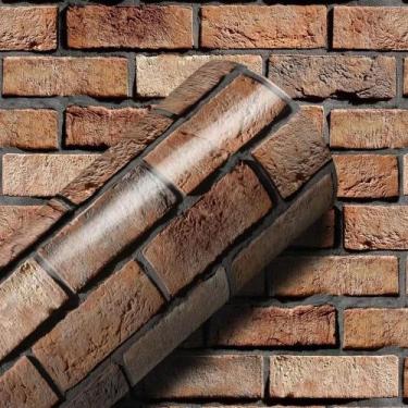 Imagem de Papel De Parede Adesivo 3d Tijolo Tijolinho Marrom Rolo 3m M - Congrat