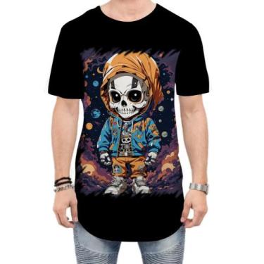 Imagem de Camiseta Longline Caveira Infantil Estilosa Unif 13 - Kasubeck Store®,