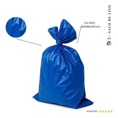 Imagem de Saco de Lixo 30L Reforçado para Resíduos Médios com 0,9 Micras em Rolo Azul Higipack