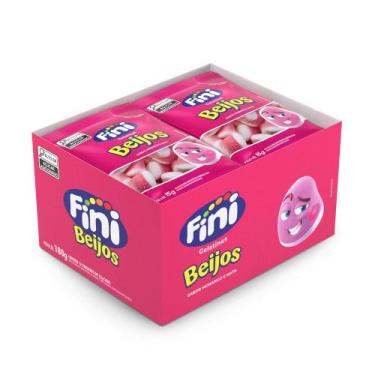 Imagem de Mini Bala de Gelatina Beijos Morango 15g 12 Unidades Fini