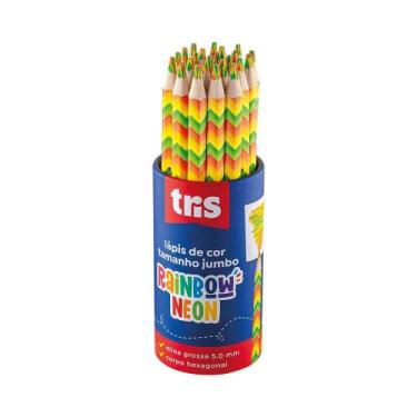 Imagem de Kit Lápis de Cor Jumbo Rainbow TRIS Cores Neon 24 Unidades
