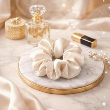 Imagem de Kit 30 Xuxinhas de Cetim com Costura Embutida Scrunchies Frufru Rabicó