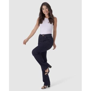 Imagem de Calça Reta Feminina Cintura Média Em Flex Jeans - Malwee
