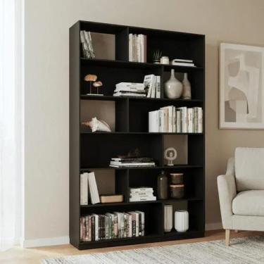 Imagem de Estante de Livros 120cmx187,5cm 5 Prateleiras 12 Nichos Euforia Preto 