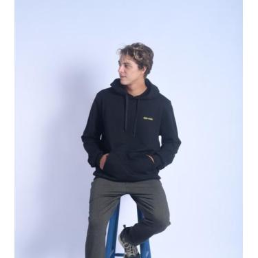 Imagem de Moletom Masculino Oceano Canguru Neon 85594 - Oceano Surfwear, Preto, 
