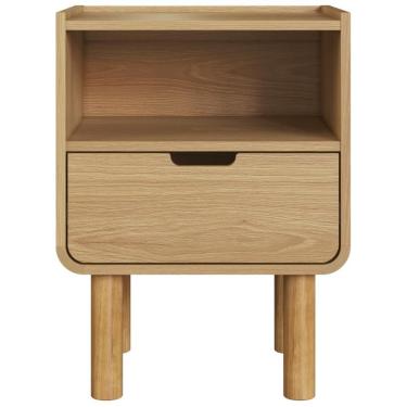 Imagem de Mesa de Cabeceira 28094 1 Gaveta MDP e Madeira Maciça Estilo Orgânico Aura Hanover Artesano Móveis