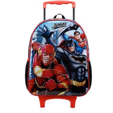 Imagem de Mochila Infantil com Rodinha Liga da Justiça X1 Poliéster Painel PVC Cristal Xeryus