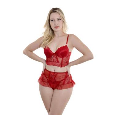 Imagem de Conjunto Sensual Rendado DAmor, M, Vermelho