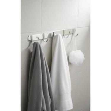 Imagem de 2x Cabide 5 Ganchos Aço Inox 36.5cm Parede Multiuso - Congratulations 
