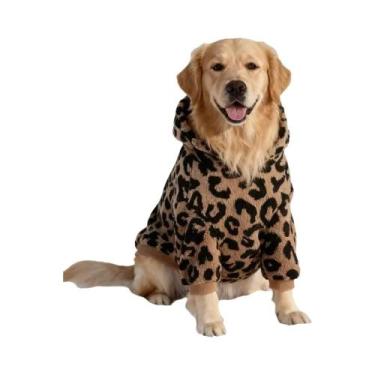 Imagem de Casaco De Cão Em Fleece Quente Com Estampa De Leopardo Para Cães Médio