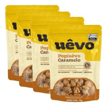 Imagem de Kit Com 4x Pipoca Proteíca - Uêvo - 75g Cada - Lanche Fit, Caramelo co