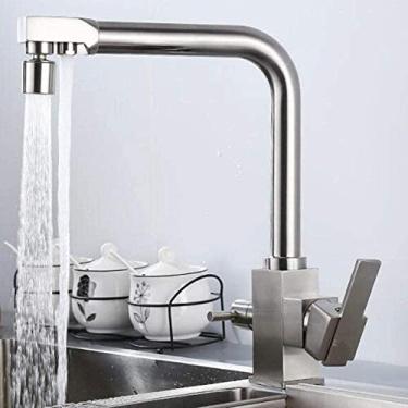 Imagem de Torneiras de cozinha 3 em 1 misturador de pia de cozinha de latão quente e fria purificador de água quente e fria, rotação direta, torneira de pia de cozinha multifuncional