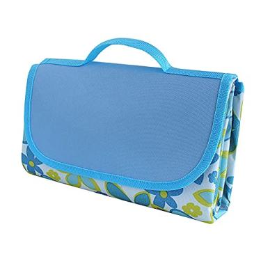 Imagem de Yajun Tapete de acampamento impermeável, portátil, dobrável, para vários jogadores, cobertores de piquenique alargados para ambientes externos, grama molhada, parque infantil, azul-1.15080 cm