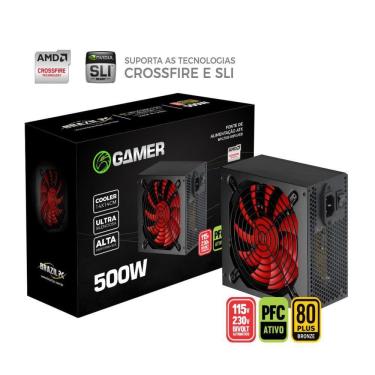 Imagem de Fonte Atx 500w Real 80plus Bronze Brazilpc Bpc/500-80plus/b 24 Pinos