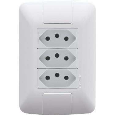 Imagem de Conjunto 4x2 com 3 Tomadas 2P+T 20 A 250 V Tramontina Aria Branco Tramontina