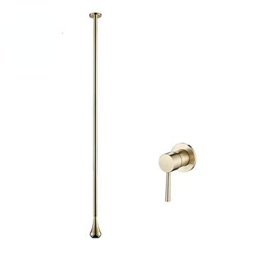 Imagem de Gotas de água de ouro escovado Bacia de teto Água fria quente Torneira de pia de latão de furo único de parede torneira do banheiro, ouro escovado C