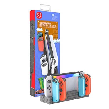 Imagem de Dock Base Estação de Carregamento Para 4 Controle Joy-con de Nintendo Switch Lite Oled - Armazenamento Para 8 Jogos